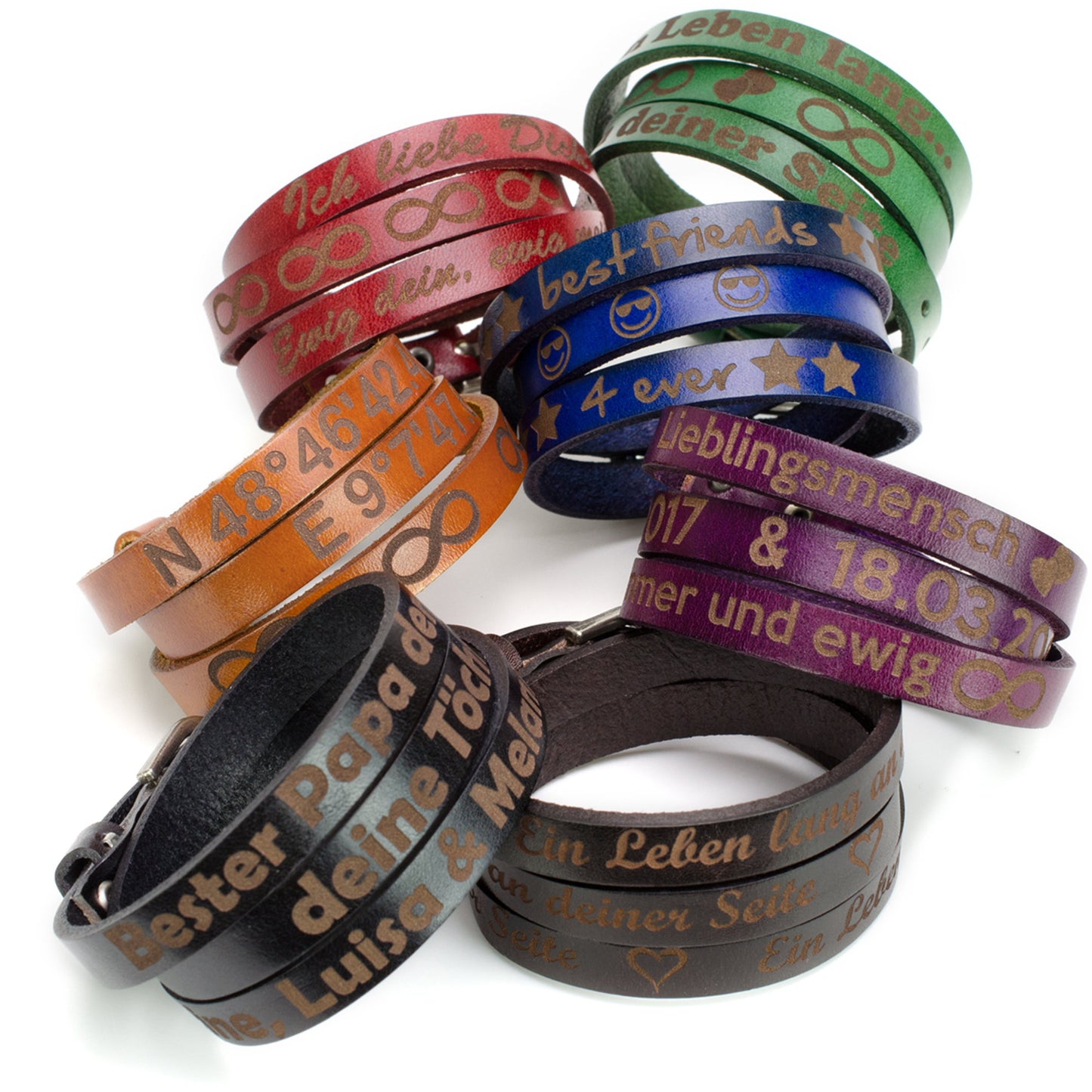 Lederarmband mit Gravur Wickelarmband