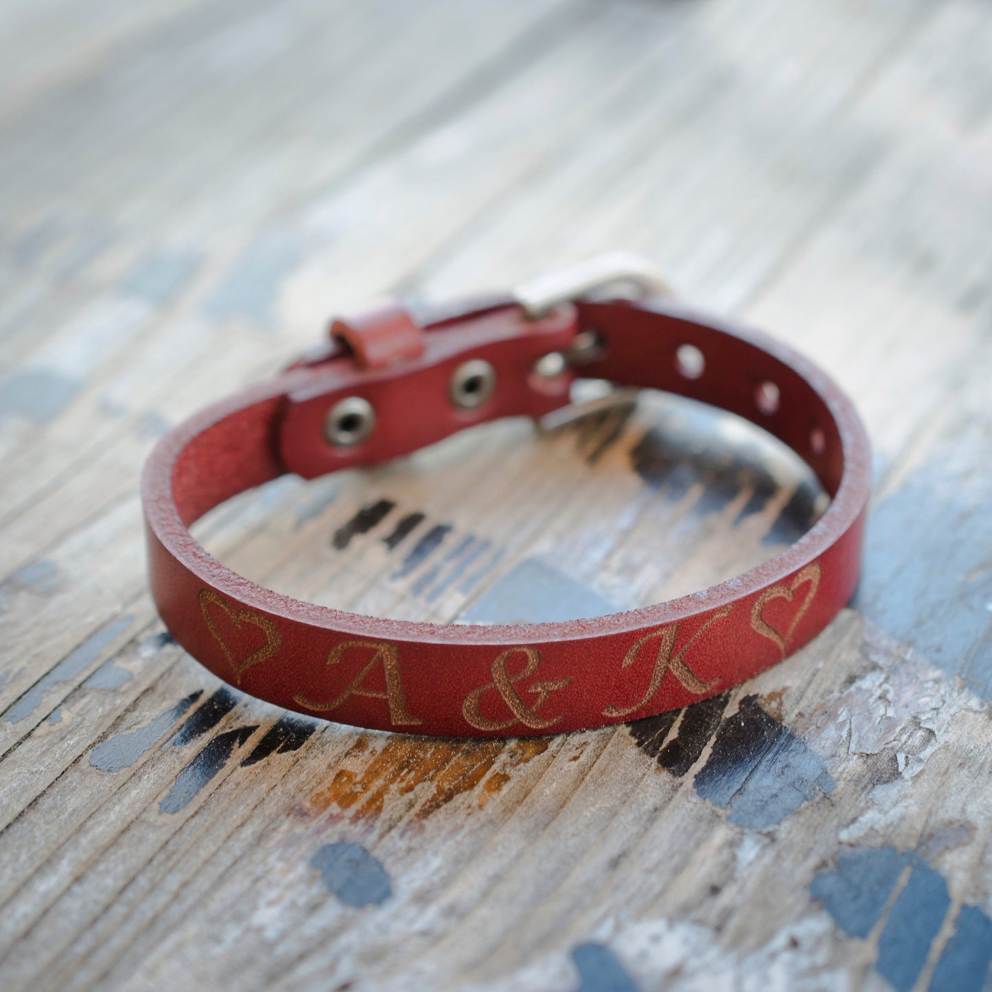 Lederarmband mit Gravur Schnalle schmal