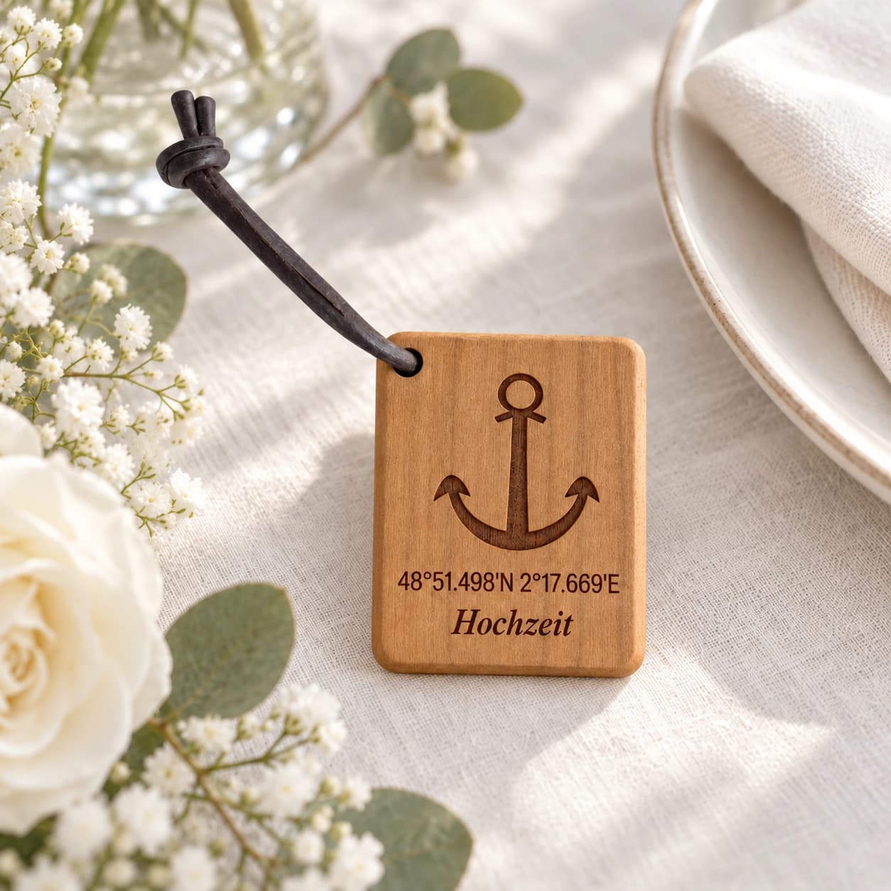 Anker-Schlüsselanhänger mit Koordinaten zur Hochzeit – Weitere Anlassszene, Hochzeit