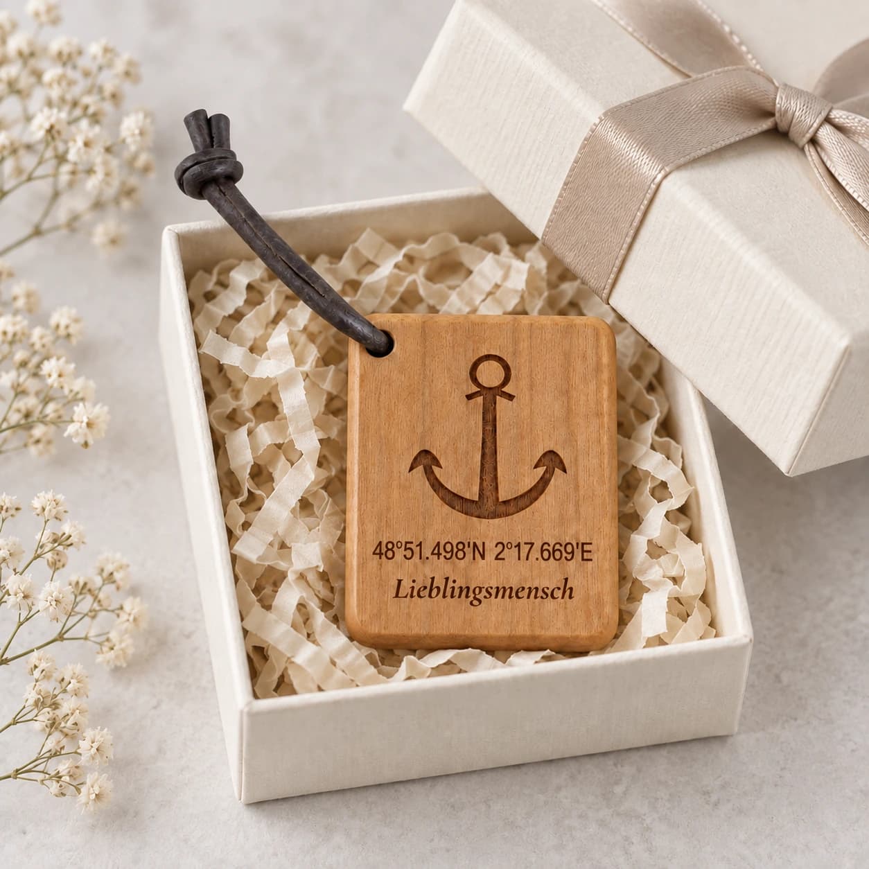 Anker-Schlüsselanhänger mit Gravur Lieblingsmensch – Geschenkpräsentation, Lieblingsmensch