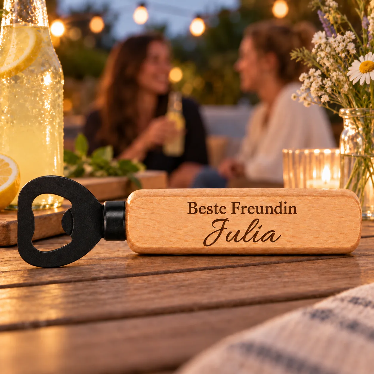 Personalisierter Holz-Flaschenöffner mit Gravur – Für die beste Freundin – Weitere Anlassszene