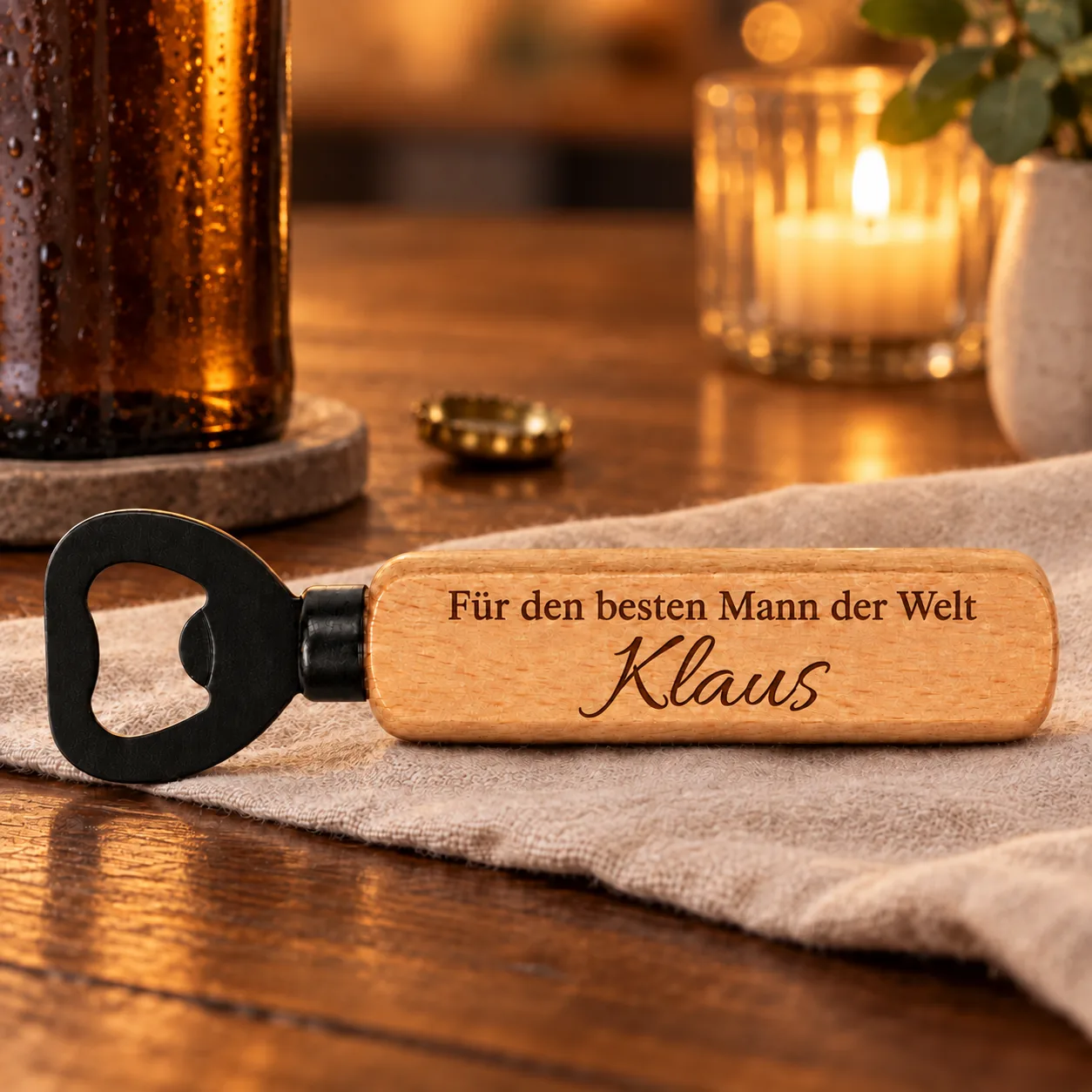 Personalisierter Holz-Flaschenöffner mit Gravur – Für den besten Mann – Weitere Anlassszene