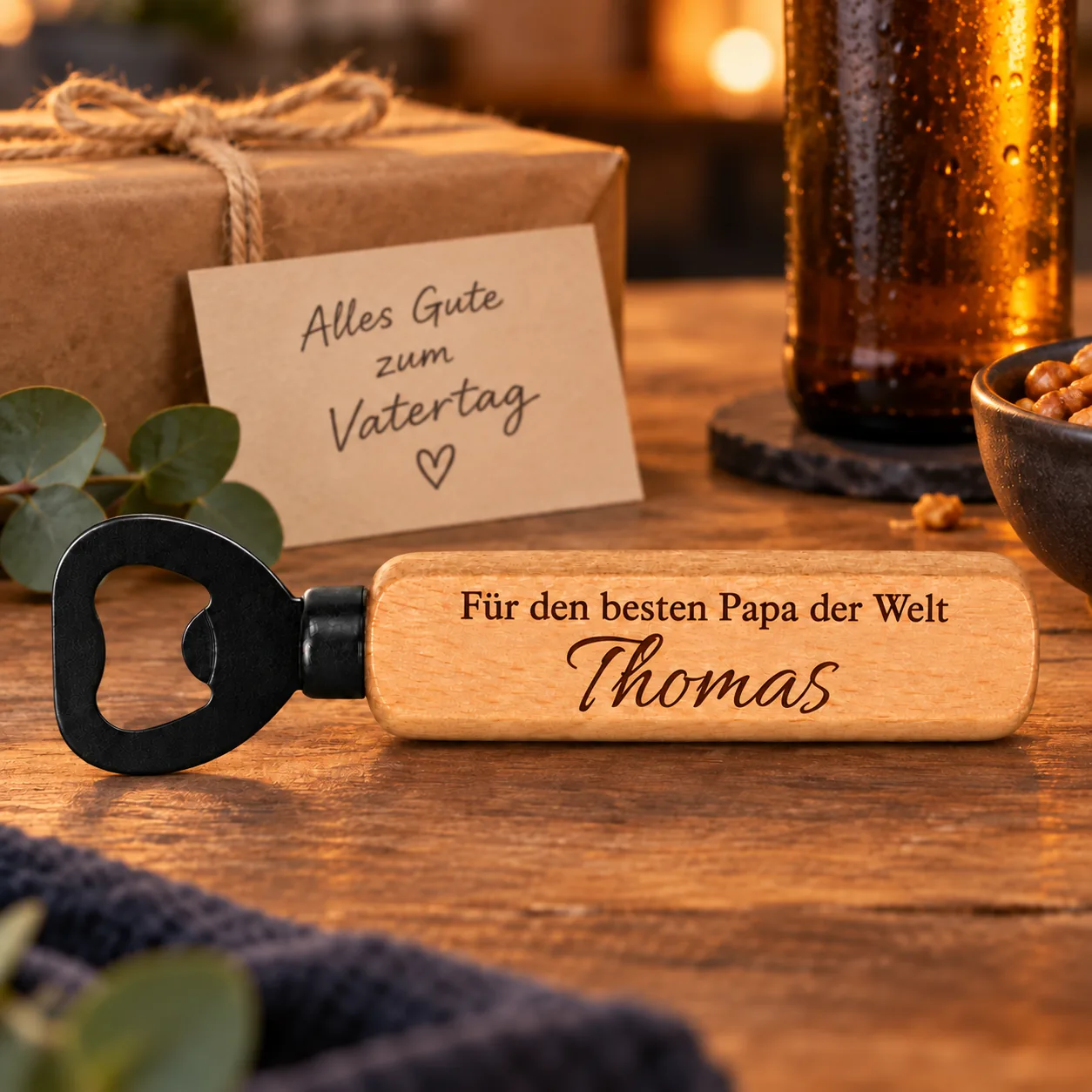 Personalisierter Holz-Flaschenöffner mit Gravur – Für Papa – Weitere Anlassszene