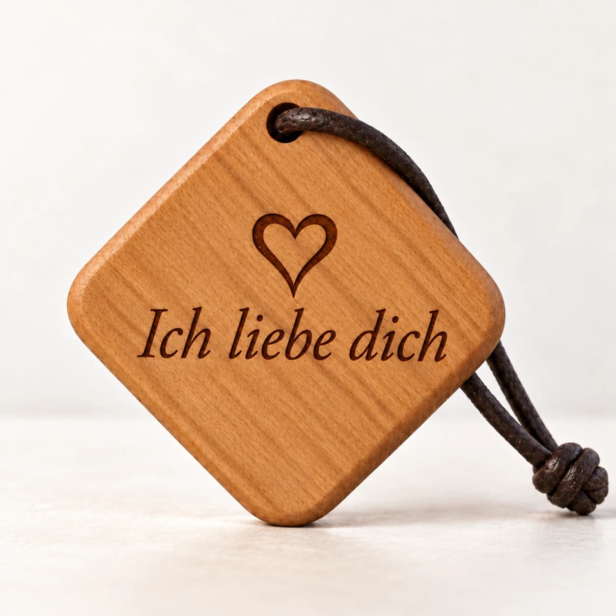 Quadro Holz-Schlüsselanhänger mit Gravur – Für Paare – Nahaufnahme