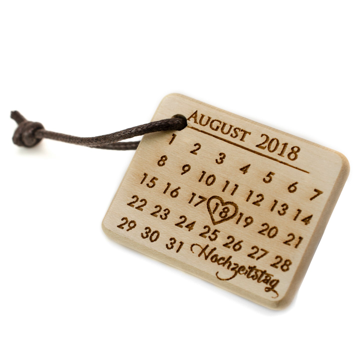 Kalender Holz Schlüsselanhänger Gravur AHORN
