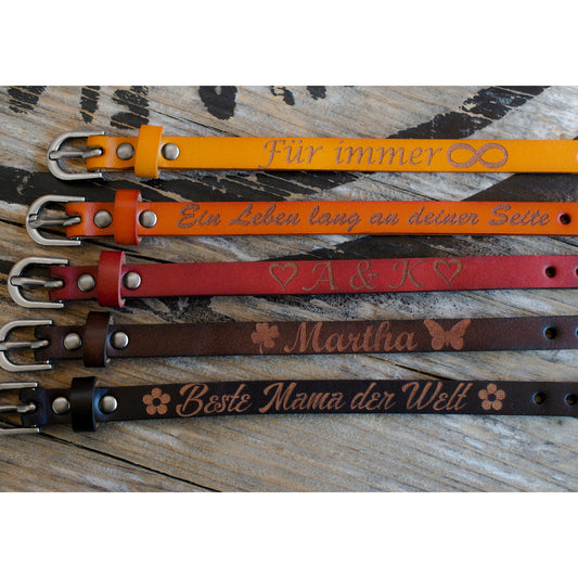 Lederarmband mit Gravur Schnalle schmal